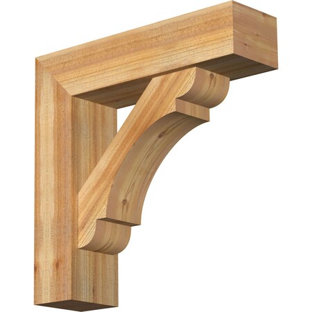 Ekena Millwork Olympic Block Rough Sawn Bracket w/ Offset Brace, Western Red Cedar, 8"W x 30"D x 30"H BKT0806X30X30OLY05RWR